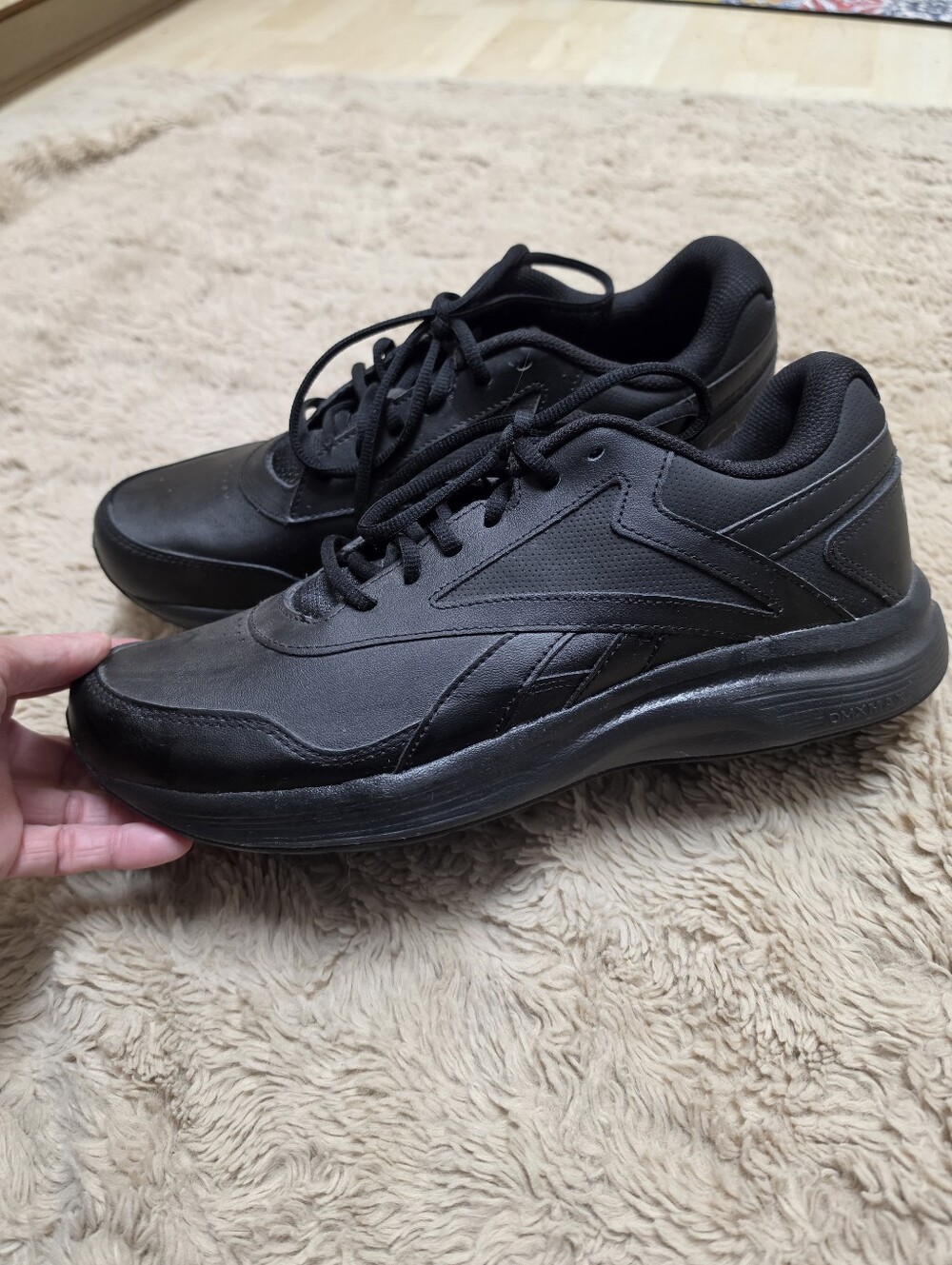 Reebok Men's All-Black Lace-Up Athletic Sneakers, Walk Ultra Walking, 10.5